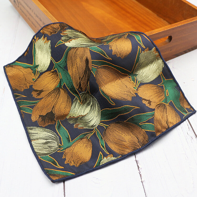 Повседневный Карманный квадратный платок из полиэстера с цветочным рисунком животного для костюма, Цветочный платок 23 см