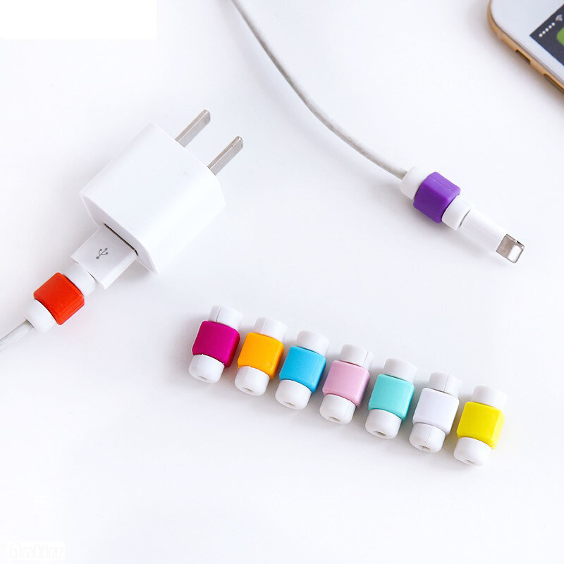 1Pcs USB Cable Protector Saver Earphone Cord Protection Wire Cover 8Pin Random Color Data Charger line Protective Sleeve Hot