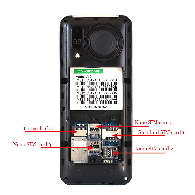 Gsm 4 Sim-kaarten Vier Standby Draagbare Radio MP3 MP4 Camera Grote Zaklamp Recorder China Goedkope Telefoons Russische Toetsenbord