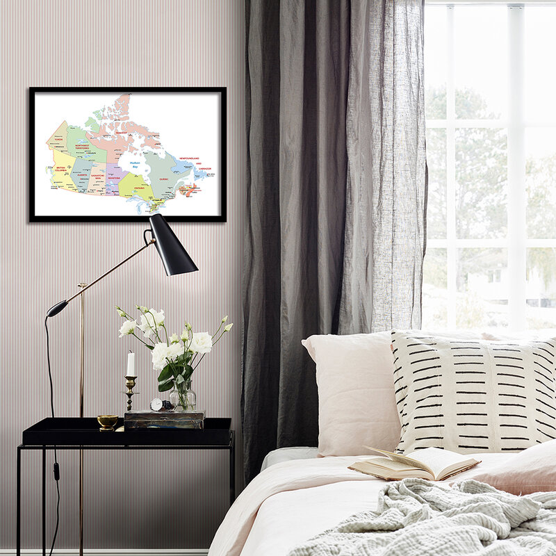 Póster de arte de pared francés, mapa política de Canadá, pintura de lienzo, suministros escolares de viaje, decoración del hogar para sala de estar, 59x42cm