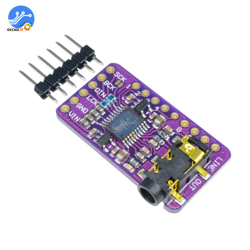 Placa decodificadora pcm5102 com módulo amplificador e interface de áudio i2s para raspberry