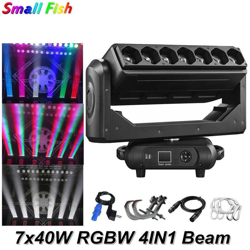 8Pcs/Lot 7x40W RGBW LED Beam Moving Head Light Zoom Wash Effect Mixing Color DJ Disco Light Music Club Wedding Stage Lights