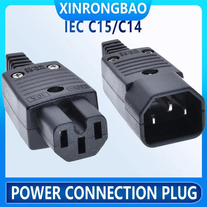 IEC C15 C14 C13 موصل الطاقة 10A250V التيار المتناوب 3 الشق الكهربائية محول القابس أنثى ذكر الأسلاك الصناعية IC العمل الملحقات الأسود