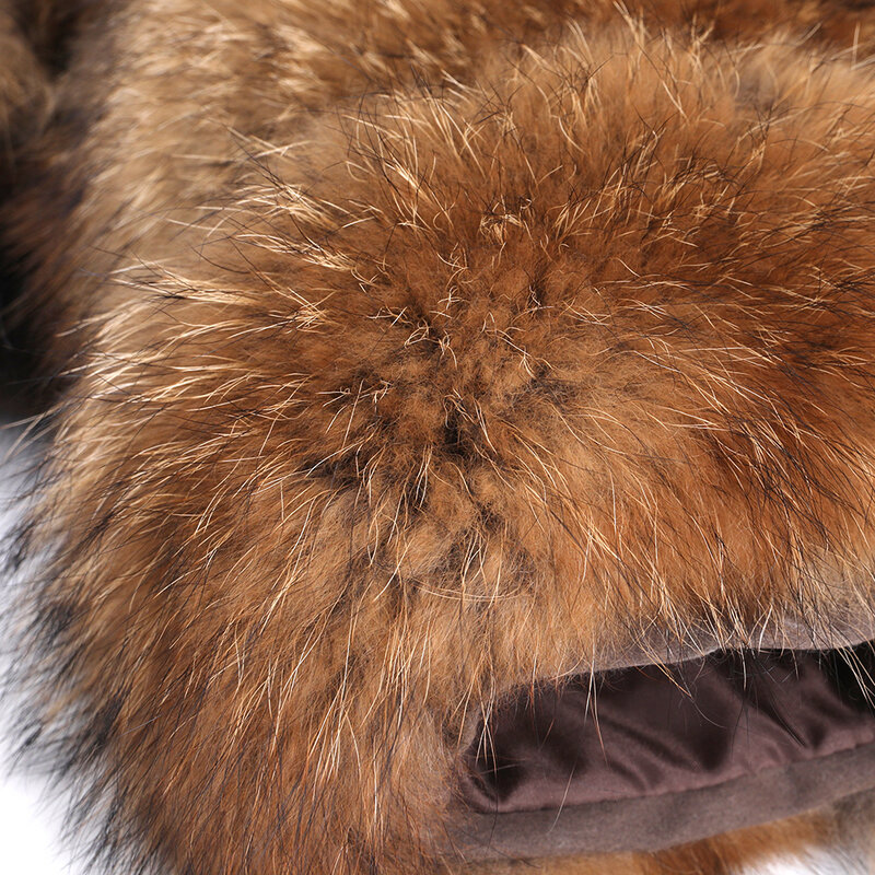 Maomaokong-abrigo de piel auténtica para mujer, chaqueta de piel de mapache Natural de alta calidad con cuello redondo, ropa cálida Y2K, invierno, 2020