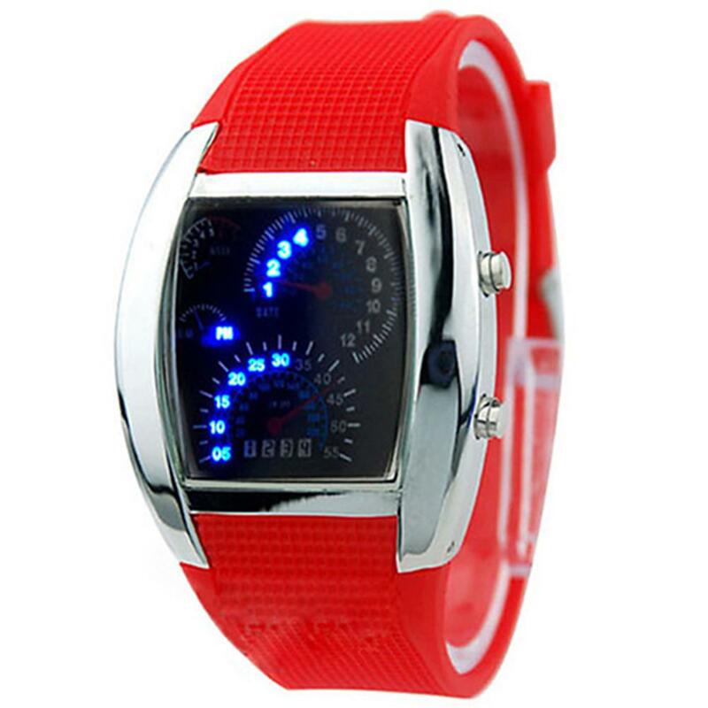 패션 남자의 여자의 스포츠 시계 LED 대시 보드 패턴 다이얼 디지털 손목 시계 reloj hombre 선물 몽타주