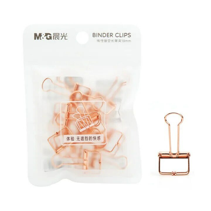 M & G 10 sztuk kreatywny różowe złoto kolor metalowe klipsy klip śliczne Kawaii wiążące klipy do biura szkolne spinacz...
