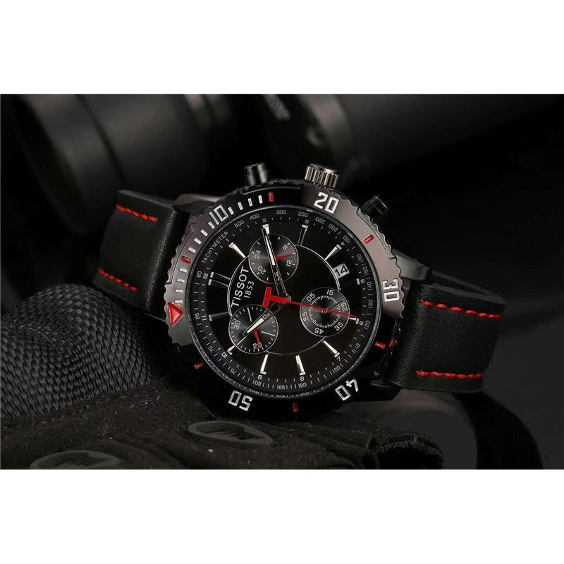 Montres pour hommes en acier inoxydable bracelet en cuir montres à Quartz