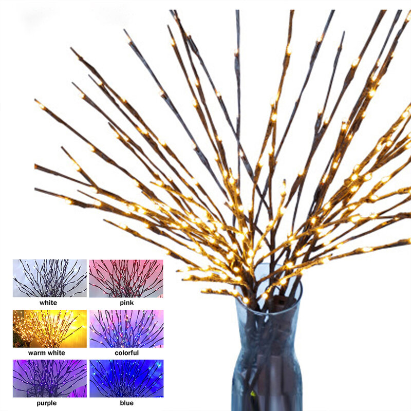 20 Bulbs LED Willow Branch Lamp Battery Powered Natural Tall Vase Filler Willow Twig Lighted Branch For Home Decoration Dropship
