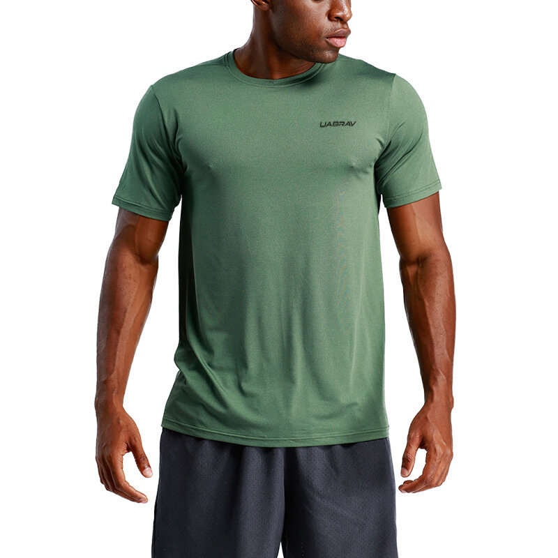 Camisa de fitness de corrida dos homens atlético ao ar livre manga curta confortável esportes treino superior secagem rápida