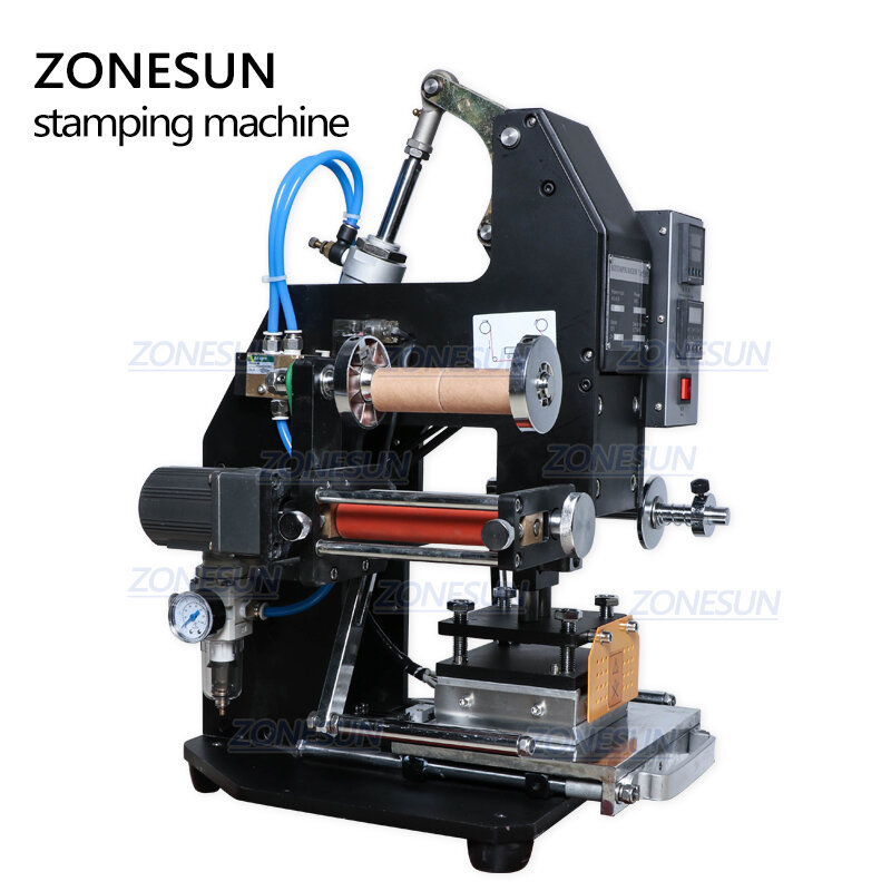 Zonesun ZY-819K2 máquina de carimbo da folha quente pneumática semiautomática da imprensa térmica que imprime o logotipo feito sob encomenda 110v/220v