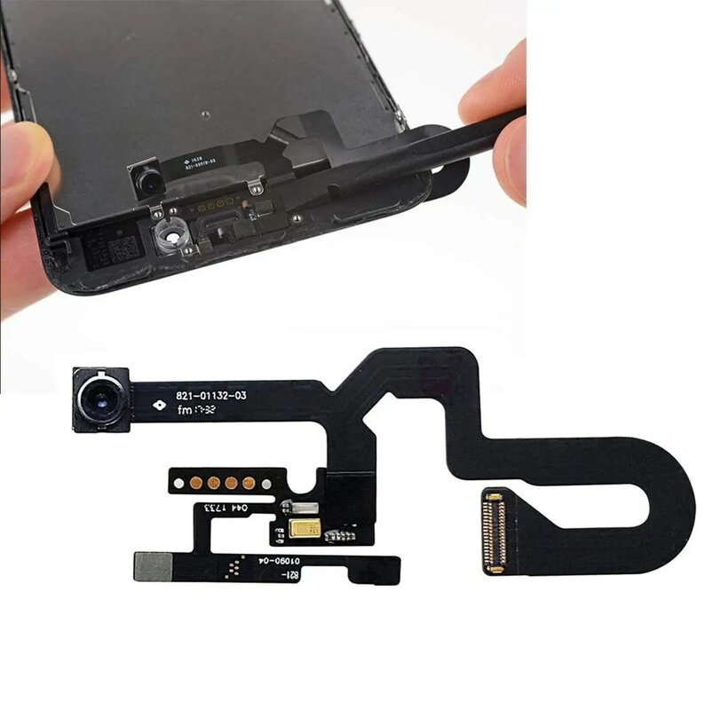 Para iPhone 7 7P 8 Plus cámara frontal con Sensor de proximidad Cable flexible de luz + juego completo de tornillos pegamento impermeable + altavoz de oreja