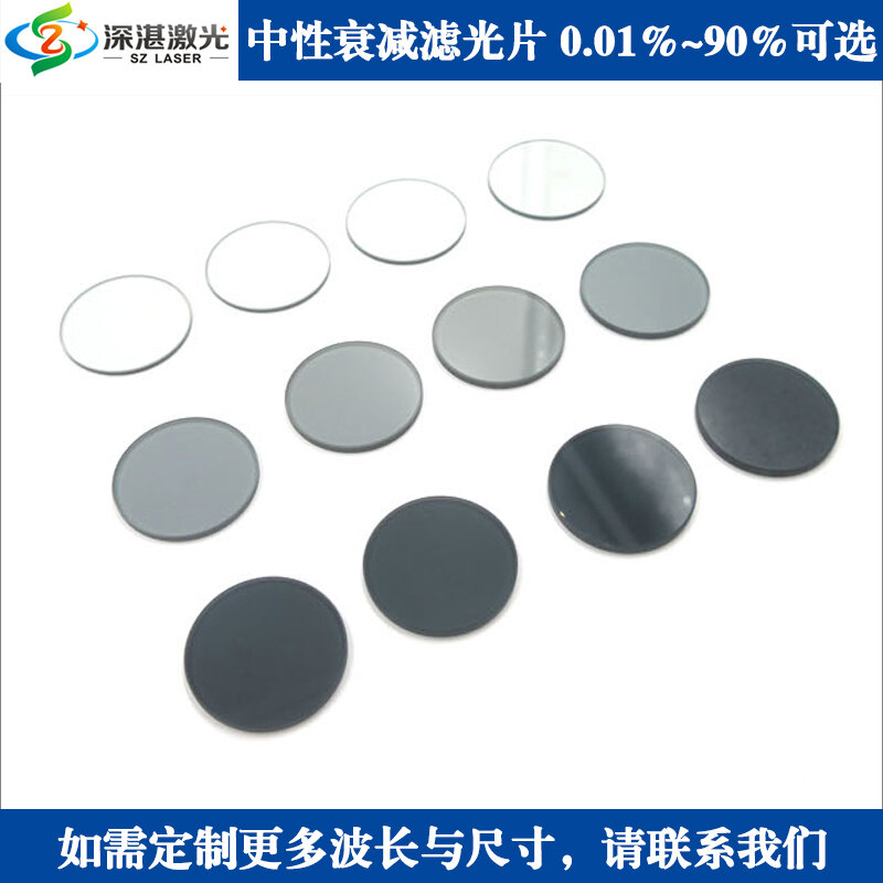 Filtro di attenuazione neutro da 25.4mm T = 0.01 ~ 95% filtro a specchio ND a densità media grigia