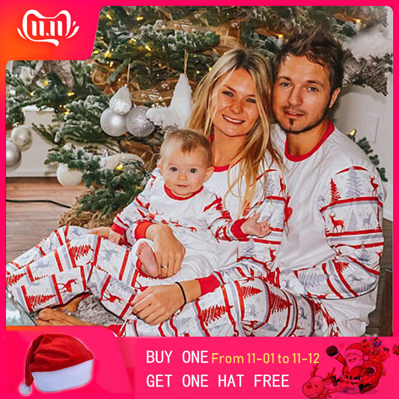 2019 NEW Christmas Pajamas Set Family Matching Outfits Clothing Cartoon Deer Sleepwear Xmas Adult Kids Cute Party Nightwear