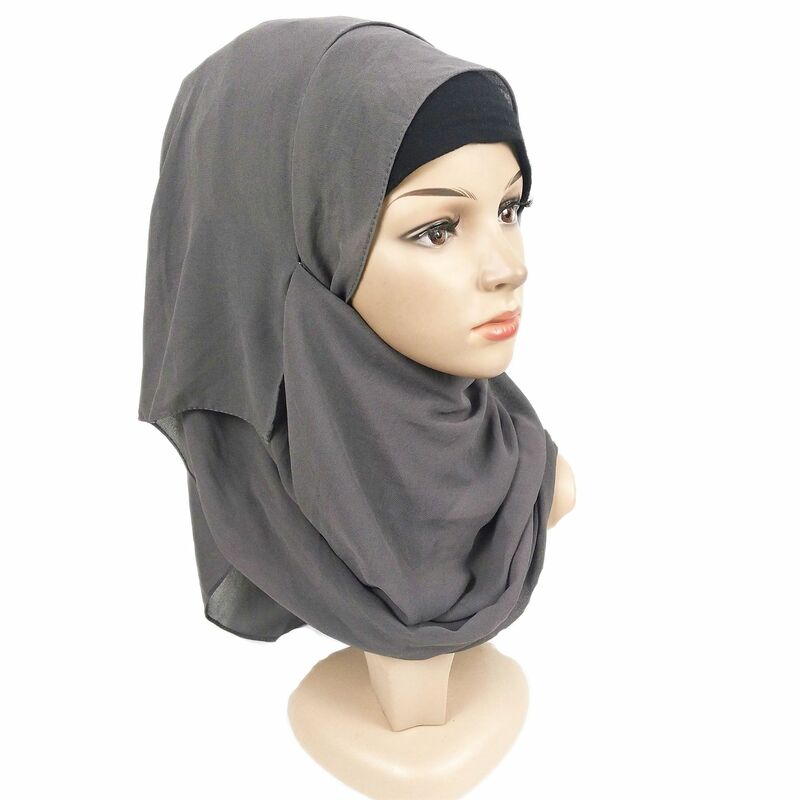 Plain Bubble Chiffon Hijab Scarf for Women Scarves Pearl Hijab Shawl Solid Color Islamic Bandana Eid Muslim Turban for Wholesale