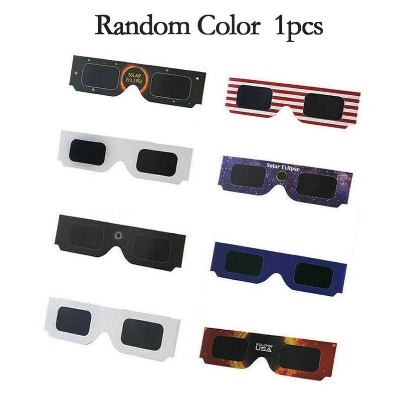 Paper Solar Eclipse Glasses, Total Eclipse Glasses, cor aleatória, observação ao ar livre, Anti-UV, Q7Z6, 1pc