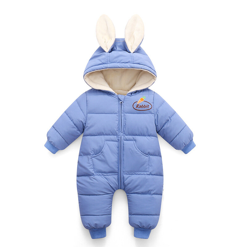 2023 Autumn Winter Overall For Children Infant Down Cotton Thickened Clothes Hooded Cartoon Baby Boys Girls Jumpsuit Baby Romper