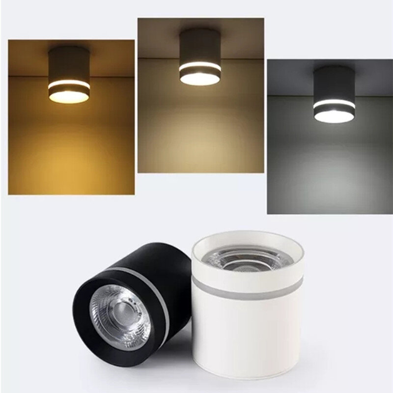 Luces LED de techo con cilindro regulierbar COB, 7W, 10W, 12W, 15W, AC85 ~ 265V, lámparas de fondo LED, iluminación de interior