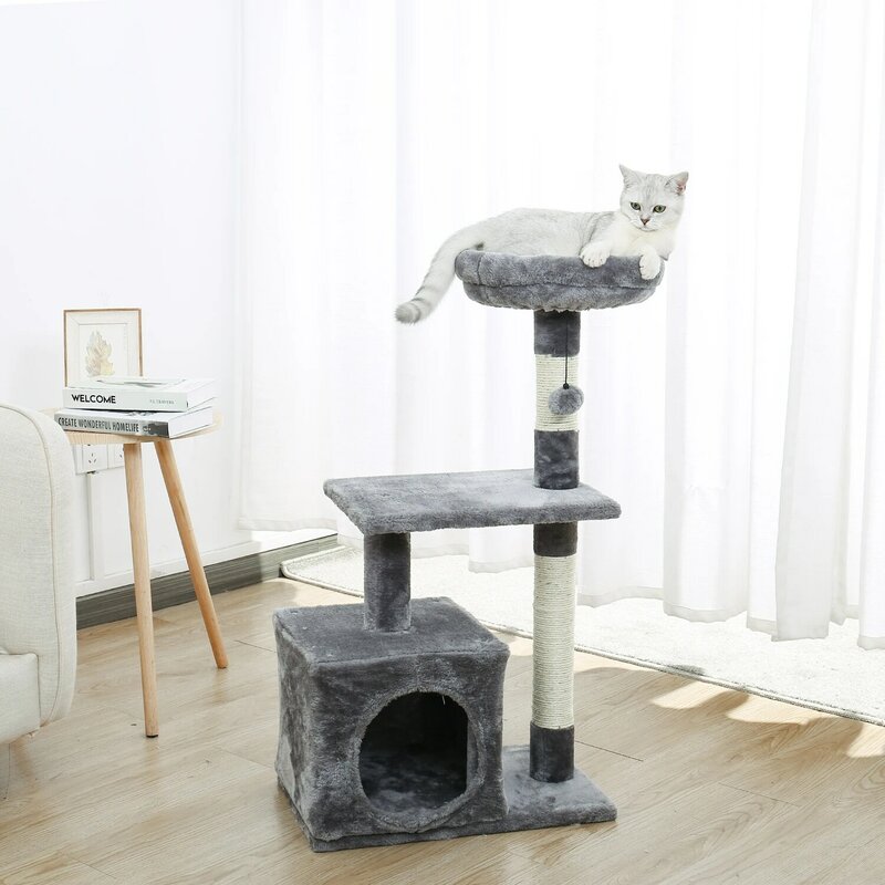 Skacząca zabawka dla kota dla zwierząt z drabiną drapanie drewno drzewo wspinaczkowe dla koci plac zabaw meble dla kotów drapak #0201