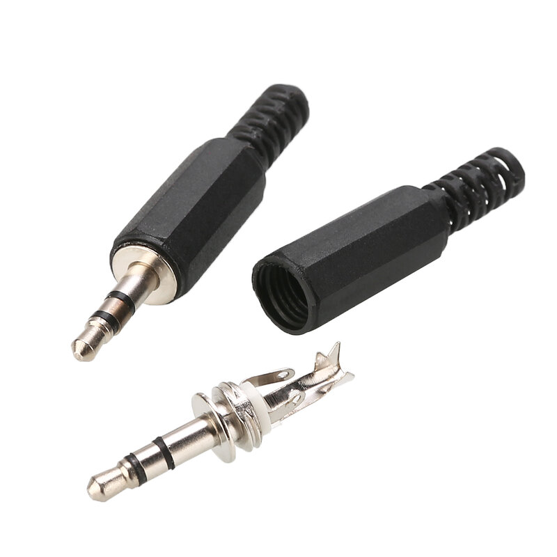 Enchufe macho de 3,5mm y 1/8 pulgadas para micrófono, conector adaptador de Audio estéreo Mono de alta calidad, color negro, 10 Uds.