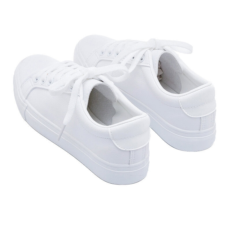 รองเท้าแฟชั่นผู้หญิง 2019 ฤดูใบไม้ผลิใหม่สบายๆคลาสสิก PU รองเท้าหนังลำลองผู้หญิงรองเท้าผ้าใบสีขาว