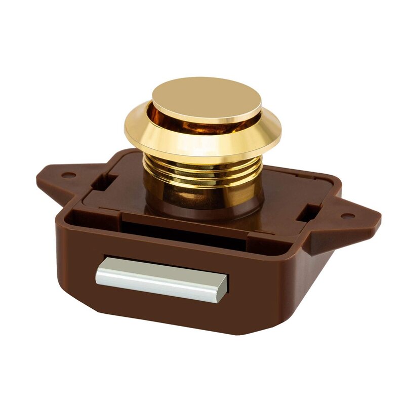 5Pcs Keyless pulsante cattura serratura della manopola della porta per camper Caravan Cabinet Boat Motor Home armadio, oro marrone