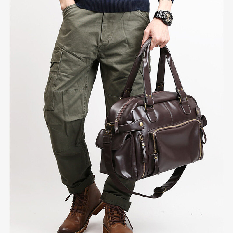 Männer Weiche Leder Aktentasche Für Laptop Tote Taschen Business Schulter Messenger Handtasche Freizeit Große Reisetaschen Schwarz XA158C