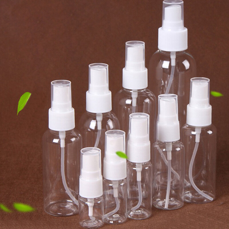 Botella de viaje portátil con pulverizador transparente, regadera pequeña para fragancia cosmética, 5 /10 /20 /30 /60 /80 /100/ 120 ml