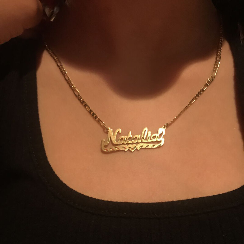 Collar con nombre personalizado para mujer, collar con colgante de nombre  personalizado, doble capa, chapado en oro, collar con dije de corazón