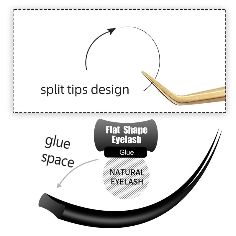 NAGARAKU Flat Ellipse Eyelash Split Tips grigio opaco colore nero Super Soft Gentle Natural Eyelash Extension ciglia di forma piatta