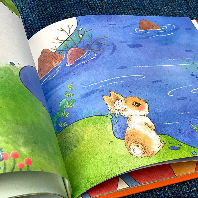 Книга с изображением бегущего кролика для раннего развития, книга с рассказами о спящей одежде для детей