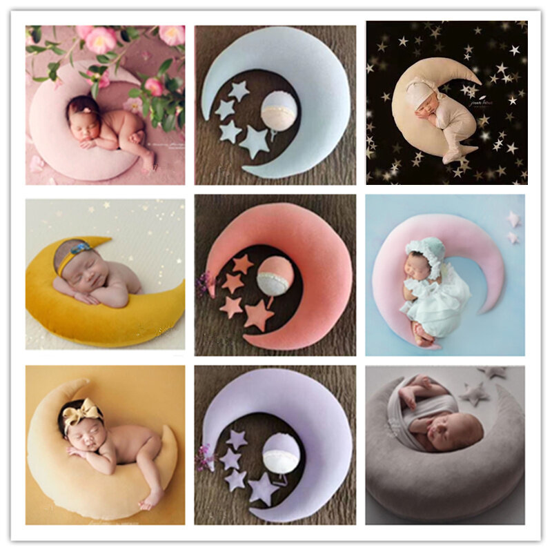Dvotinst newborn fotografia adereços para o bebê criativo adereços posando lua estrelas bonnet chapéu studio shoots acessórios foto adereços