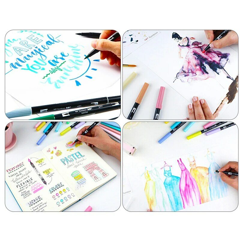 Hãng Tombow Nhật Bản ABT Bàn Chải Mềm Bút Nghệ Thuật Đánh Dấu Bộ Mịn Màu Nước Vẽ Bút Bút Caligraphy Chữ Kép Bút
