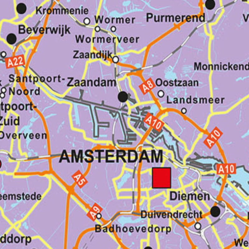 Póster pequeño de mapa política de los Países Bajos, lienzo de pintura, suministros escolares de viaje, decoración del hogar de la sala de estar en los Países Bajos, 42x59cm