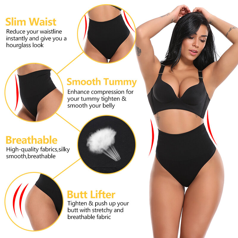 Vrouwen Hoge Taille Tummy Controle Slipje Thong Panty Shaper Afslanken Ondergoed Taille Trainer Vormgeven Slips Butt Lifter Shape Wear