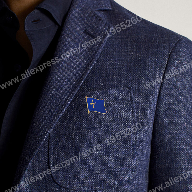 Asturien Flagge Revers Pins Spanien Provinz Nationalitäten Region Brosche Kristall Epoxy Metall Emaille Abzeichen