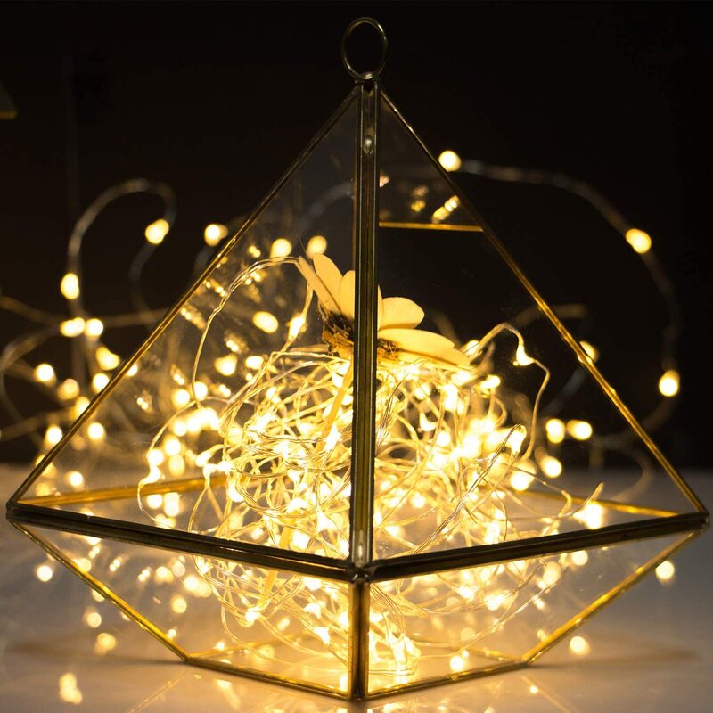 Tira de luces LED de alambre de cobre, iluminación de vacaciones, hadas para guirnalda de árbol de Navidad, decoración de fiesta de boda, lámpara, 2M, 3M, 5M, 6 piezas