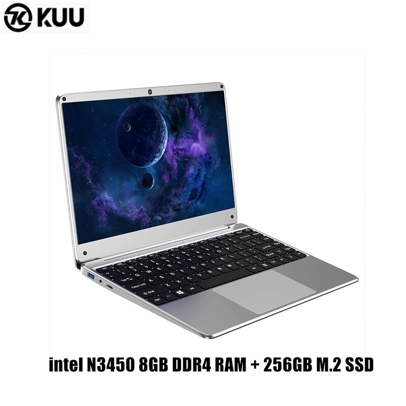 KUU 14.1 inch For Intel N3450 8GB DDR4 RAM 256GB SSD Notebook IPS Laptop Full Layout Keyboard additional Sata 2.5 port