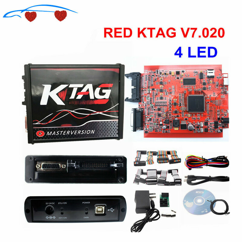 KTAG-Herramienta de sintonización de Chip ECU para coche, camión, Tractor, K-TAG, V7.020, OBD2 Manager, sin fichas, K-TAG en línea, 2024, rojo, 7.020