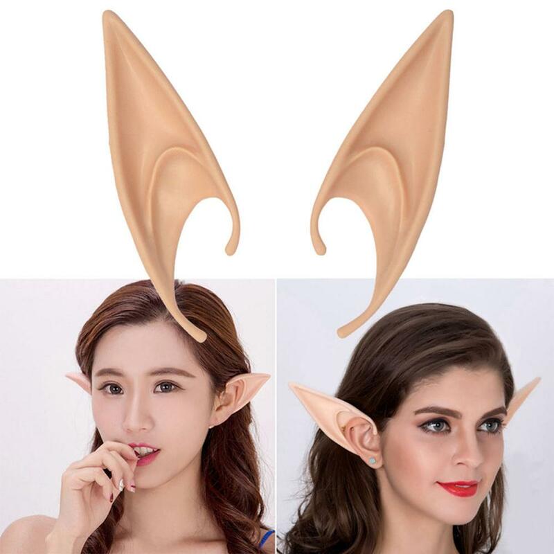 Mysterious Angel Elf Ears Fairy Cosplay Vampire Teeth Halloween Christmas Latex Soft Pointed Prosthetic Tips False Ears Props