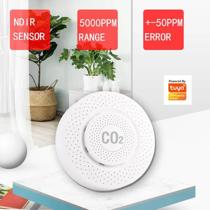 Sensor de dióxido de carbono Tuya CO2, detector de co2 NDIR, medición de alta precisión, excede la alarma estándar, enlace inteligente para el hogar, tuya senso