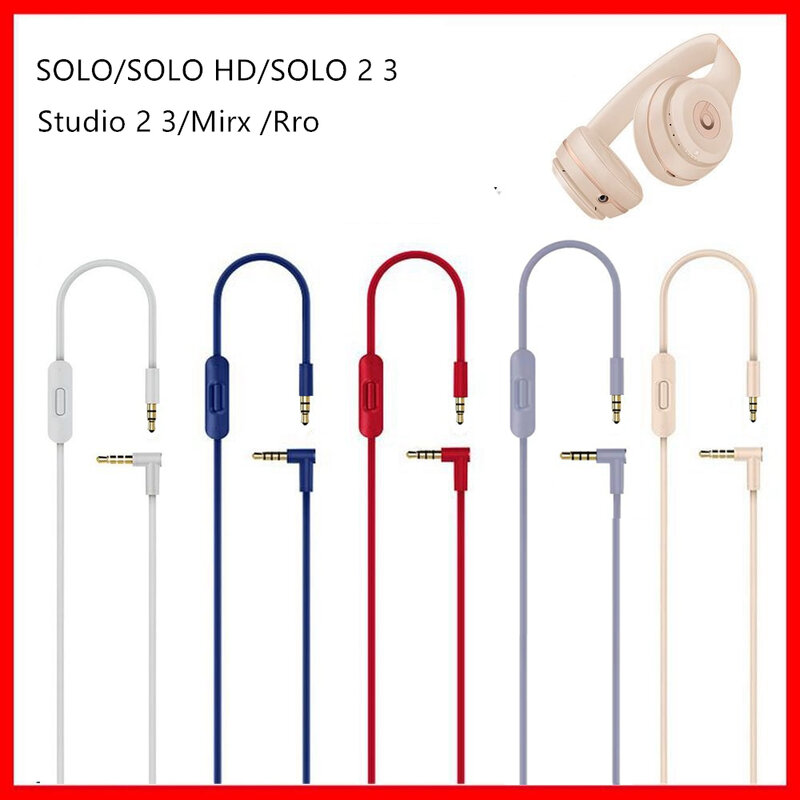 3.5mm Cable For Beats Studio 2.0 3.0 SOLO 2 3 HD Pro MIXR Microphone Headset High Quality 2 Plugs Extension Audio Cable 140cm