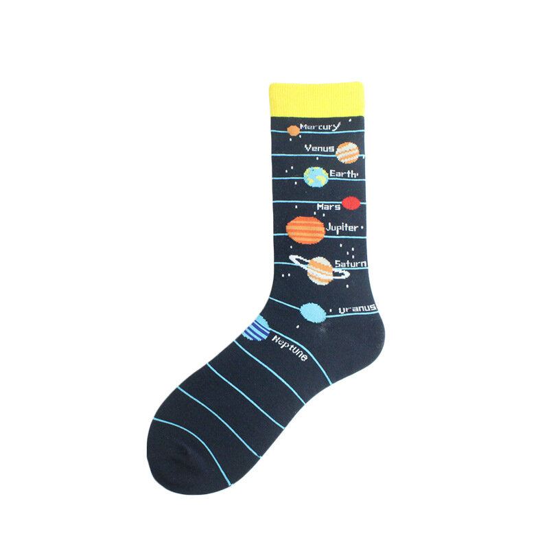 Новинка Осень-зима 2021, носки с изображением космоса, 1 творческие хлопковые носки, носки-трубы для пар, носки с изображением инопланетянина из мультфильма