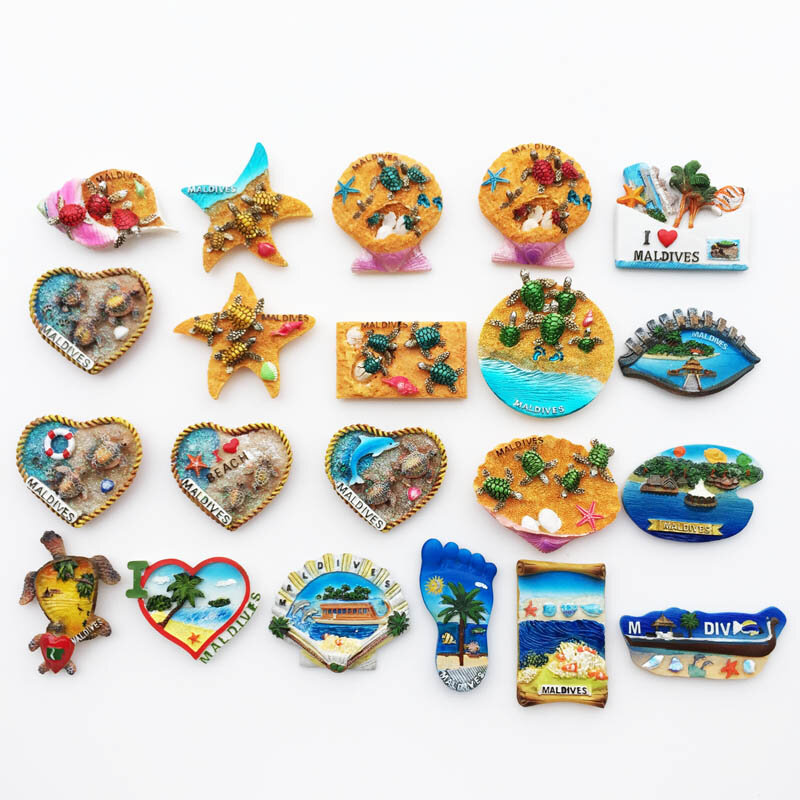 Aimants de réfrigérateur souvenir touristique des Maldives d'Asie, articles de décoration, cadeaux de collection d'artisanat magnétique