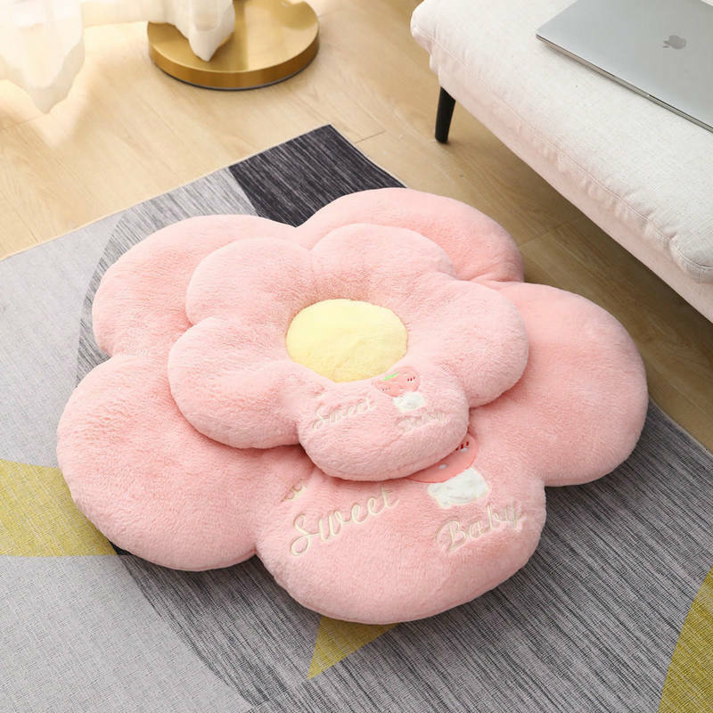 Soft Fluffy plush SunFlower Shape Pillow 50~90cm Stuffed Flower Baby Floor Mat School Playmat Kid Girl Office Chair Seat Cushion