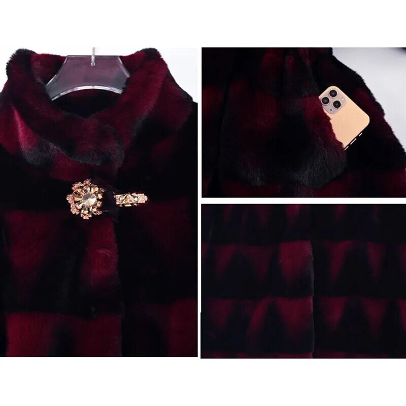 女性のイミテーションミンクの冬の毛皮のコート,厚くて暖かい毛皮のコート,スタンドカラー,4x lc1682,新しい2021