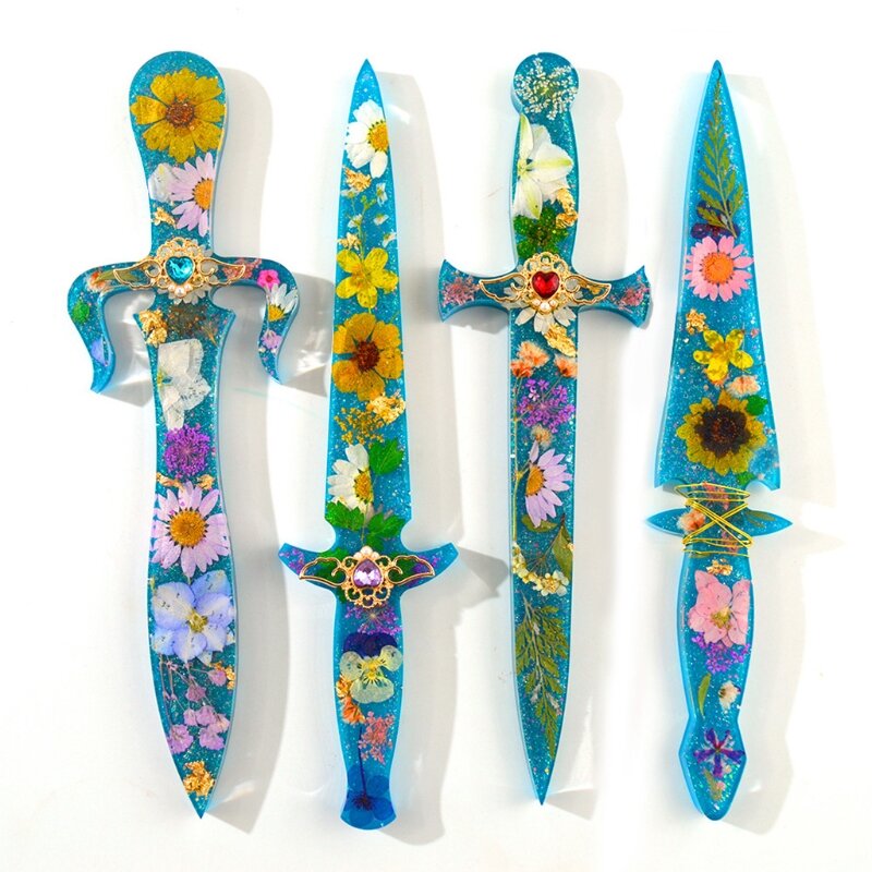 Molde de decoración de espada de cristal, colgante con diseño de cuchillo molde de silicona para manualidades, molde de resina para joyería artesanal