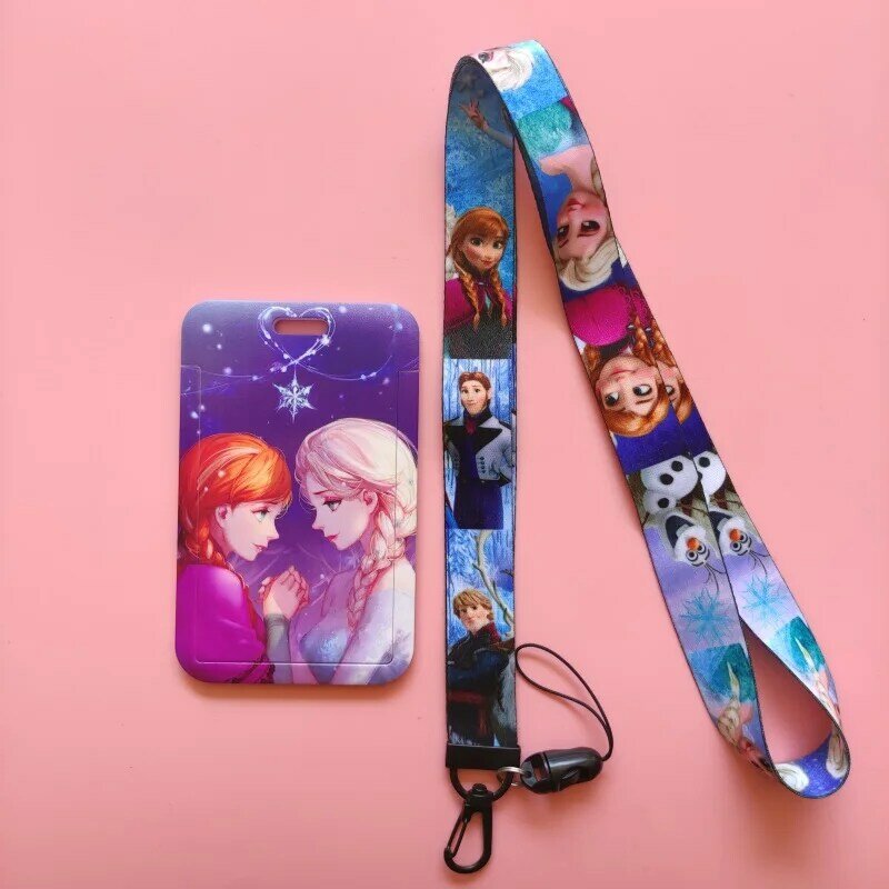 Disney Frozen Printing Bank Card Holder Business Badge Card Case Frame ABS Employee Case Cover Student Lanyard ID Card Holder