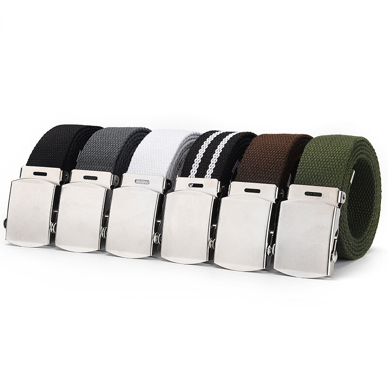 Unisex Canvas Tactical Waist Belt, Cinto de Jeans Casual Masculino, Homens e Mulheres Cintura, Canvas Webbing, Nova Moda, 3.8cm