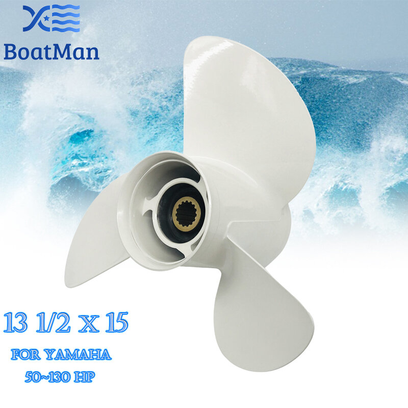 Boat Propeller 13 1/2x15 For Yamaha Outboard Motor 50-130HP Aluminum 15 Tooth Spline 6E5-45947-00-EL Engine Part
