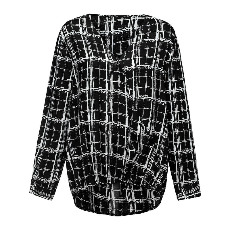 2020 moda vero manga comprida casual com decote em v plus size tops blusa solta camisa camisas mujer feminina